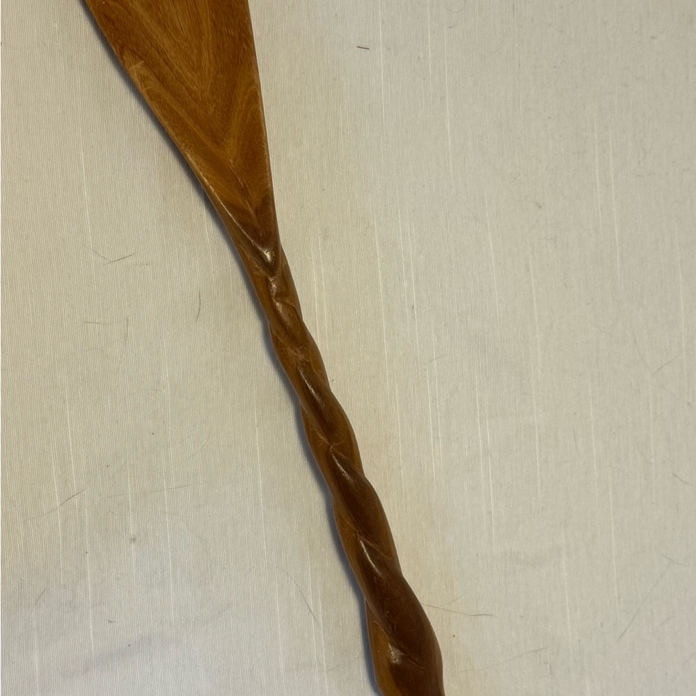 Vintage Hand Carved Wooden Shoe Horn African Head Twisted Handle